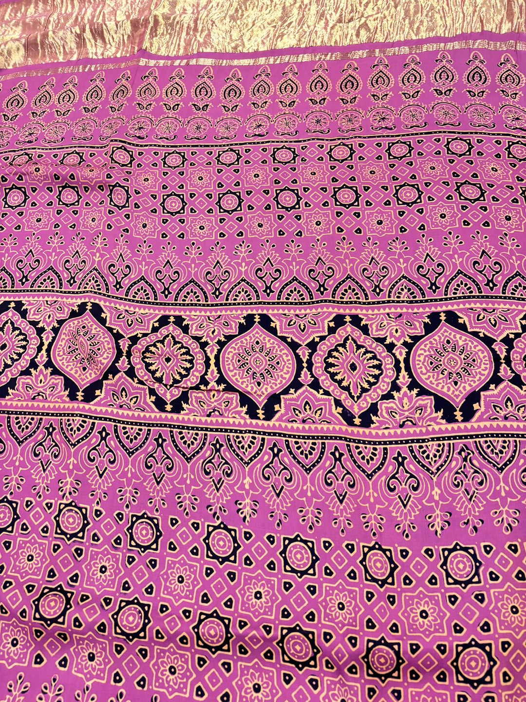 Tidal Waves -Ajrakh Block Printed Saree