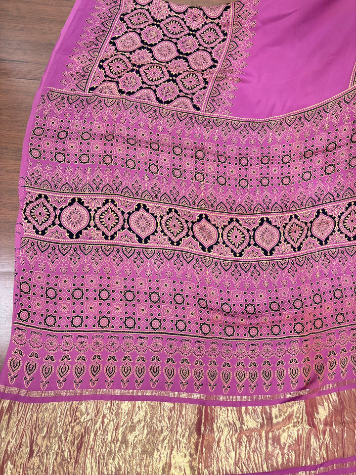 Tidal Waves -Ajrakh Block Printed Saree