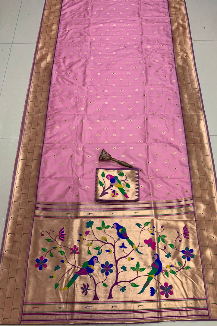 Yogini Kanjivarum Paithani Pink Silk Saree