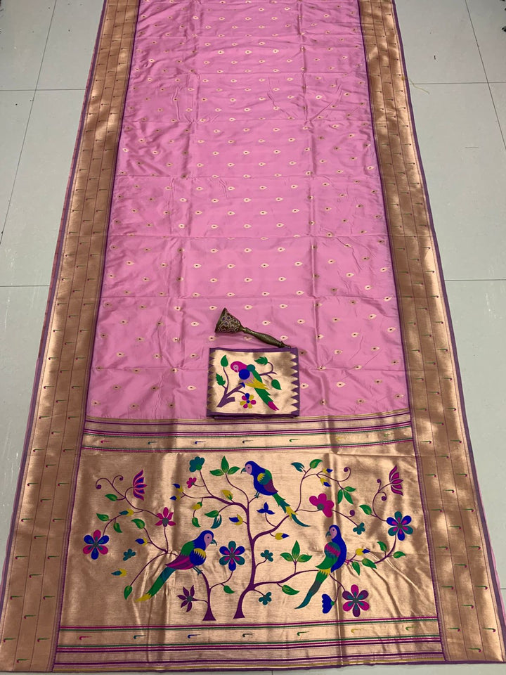 Yogini Kanjivarum Paithani Pink Silk Saree