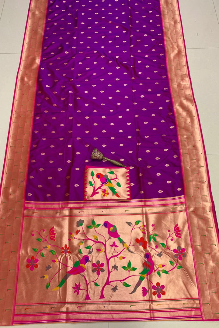 Yogini Kanjivarum Paithani  Blue Silk Saree