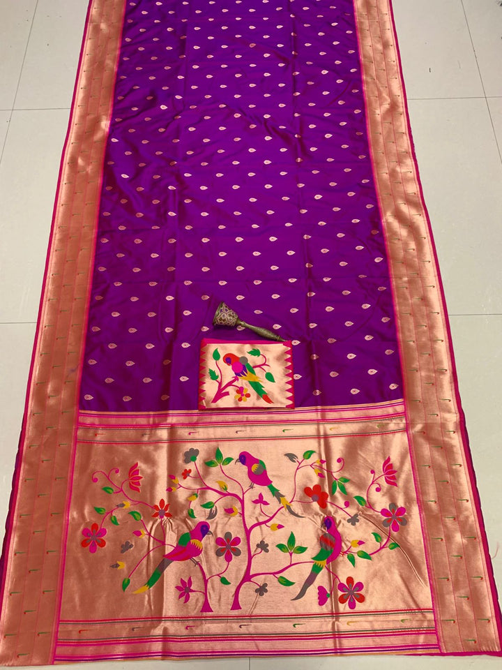 Yogini Kanjivarum Paithani  Blue Silk Saree