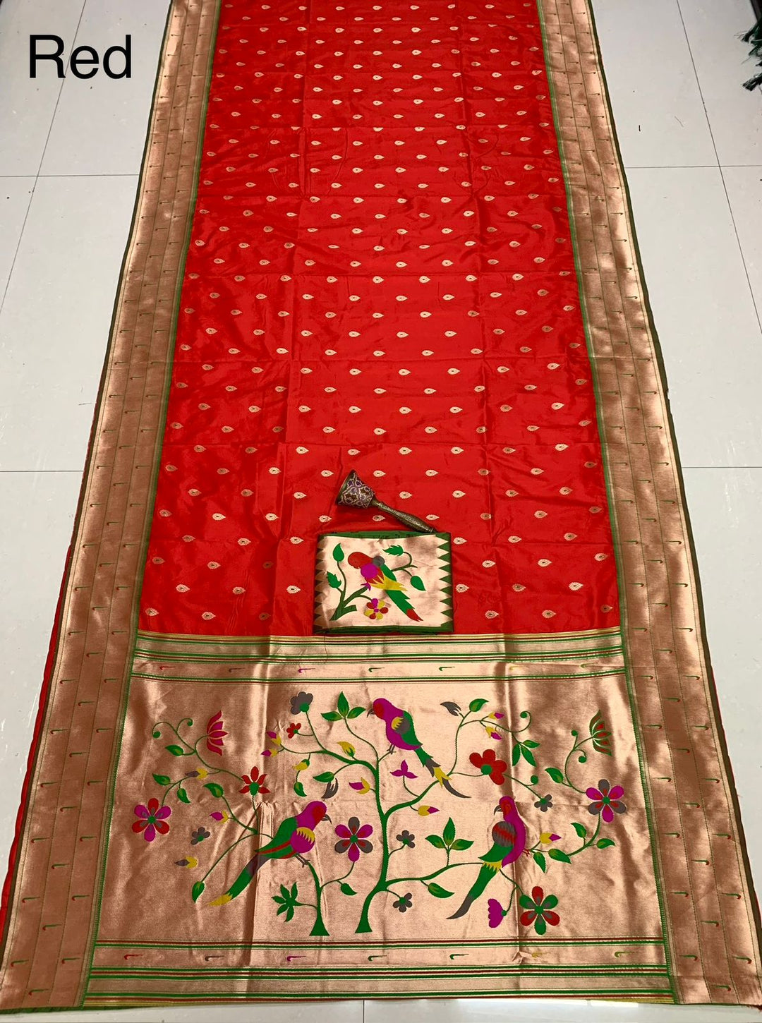 Yogini Kanjivarum Paithani Red Silk Saree