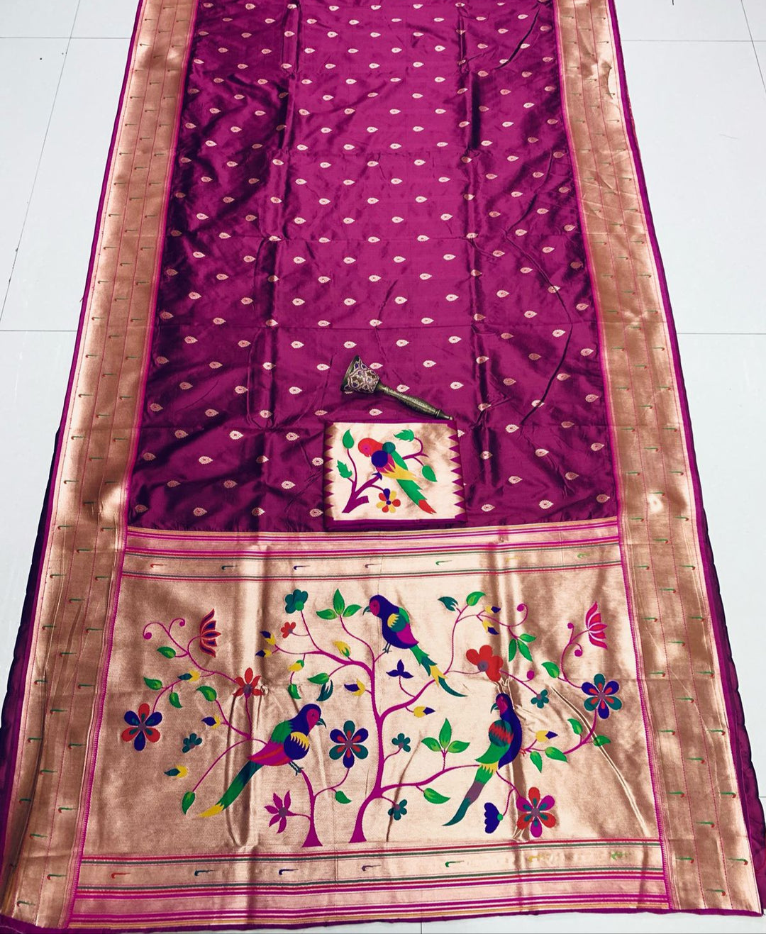 Yogini Kanjivarum Paithani  Wine Silk Saree