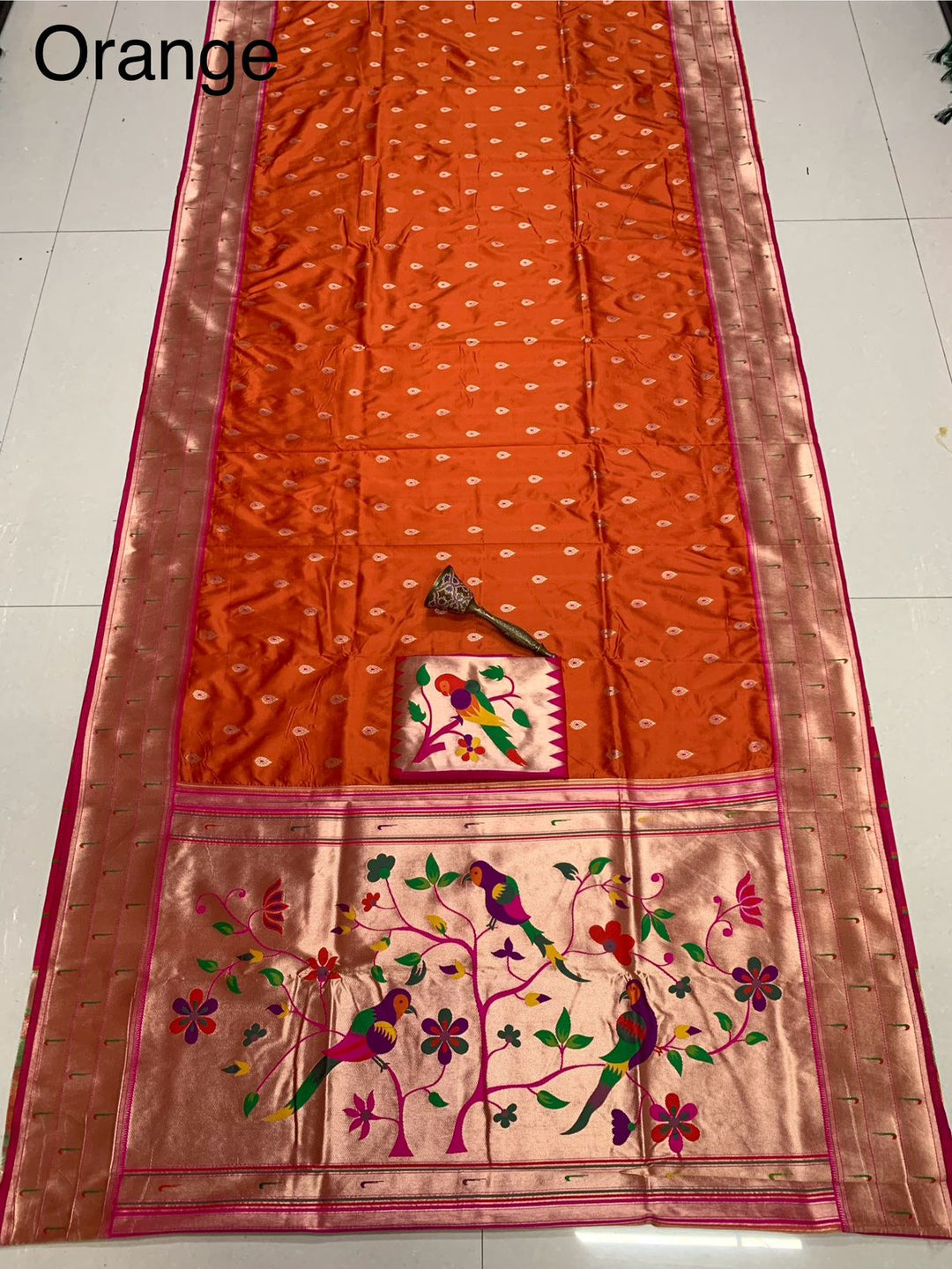 Yogini Kanjivarum Paithani Orange Silk Saree