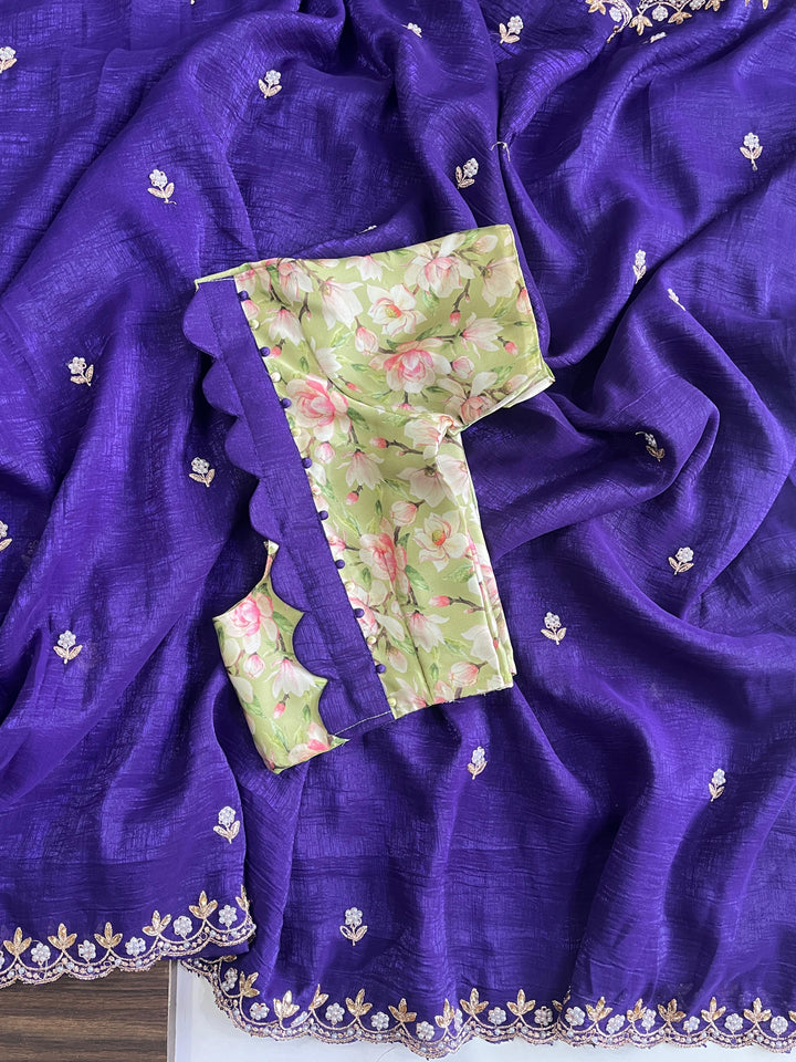 Light Rain Fancy Purple Silk Saree