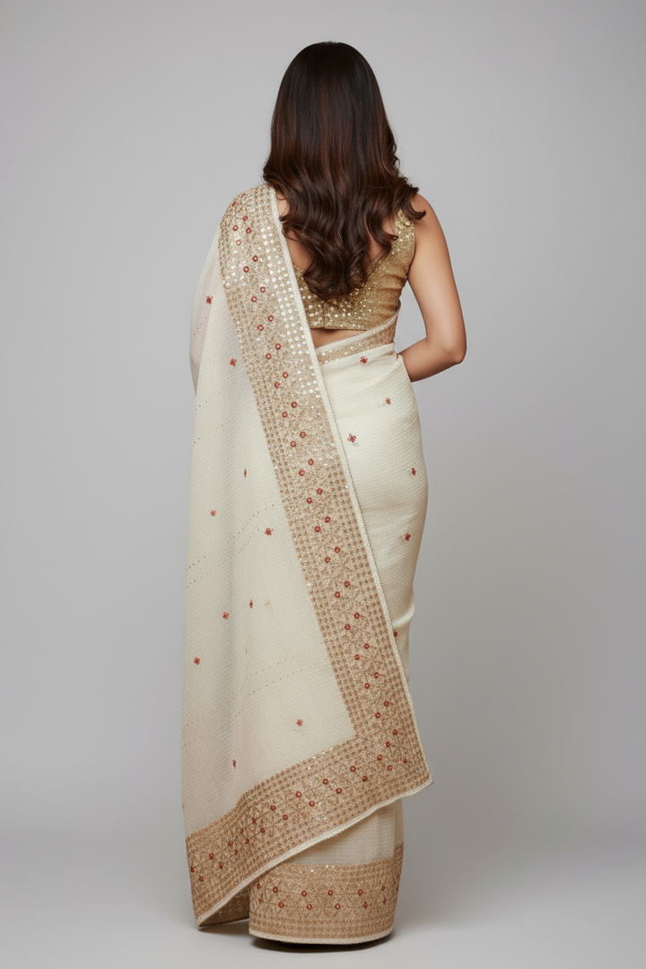 Beautiful Destinations Kota Doriya White Saree
