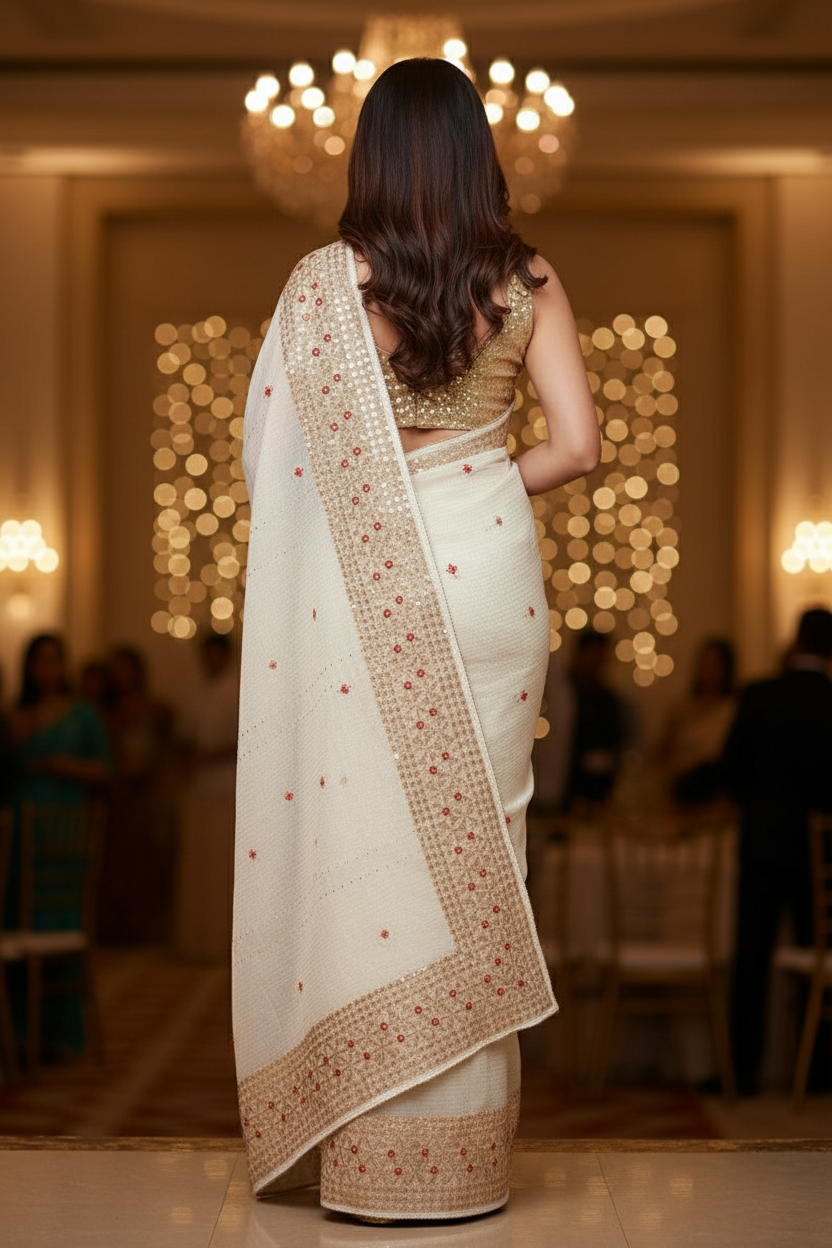 Beautiful Destinations Kota Doriya White Saree