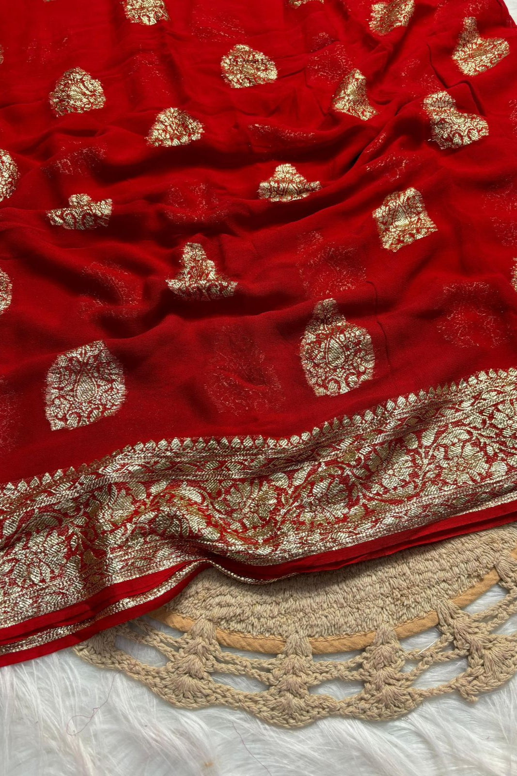 Perfection In Every Thread Georgette Red Saree