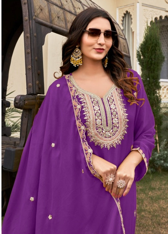 Its A Beautiful Chinnon Silk Kurti Set