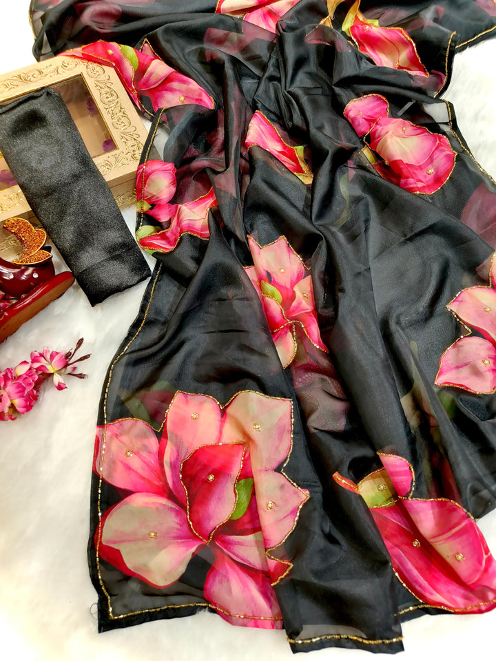 Stories From Breeze [Organza Black Silk Saree]