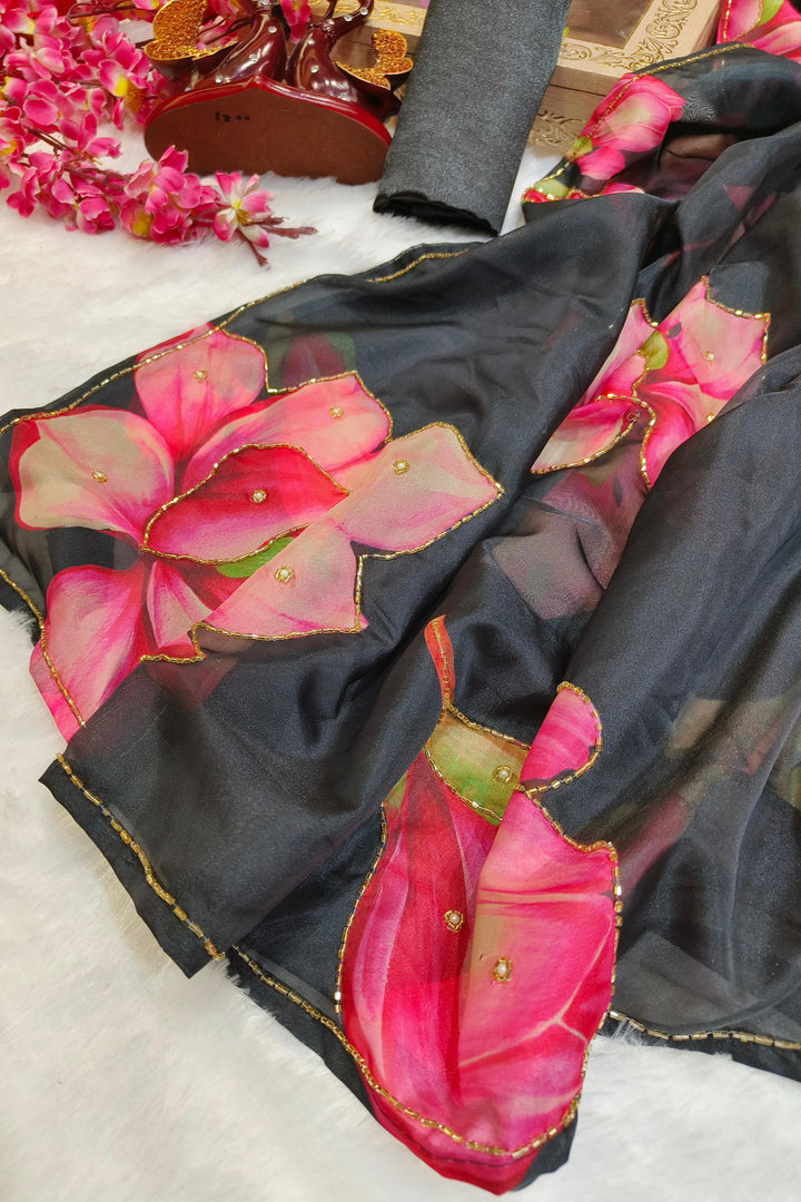 Stories From Breeze [Organza Black Silk Saree]