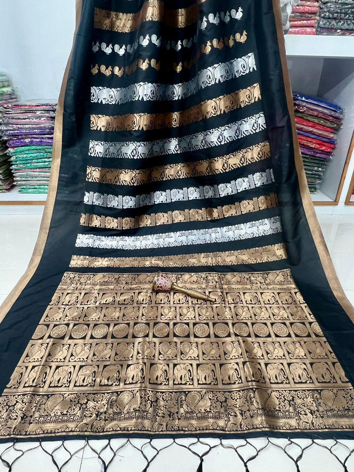 Nita Ambani Inspired Banarasi Black Silk Saree