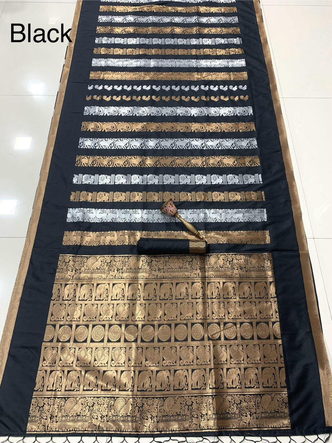 Nita Ambani Inspired Banarasi Black Silk Saree