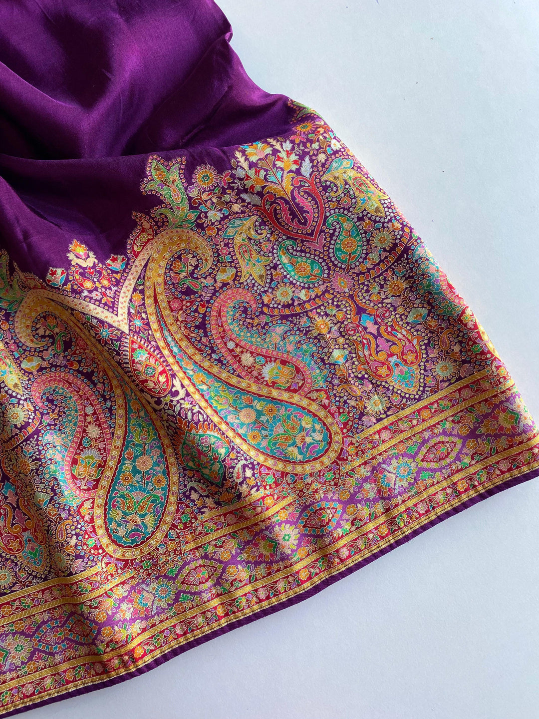 Tune Of Threads Muga Silk Purple Saree