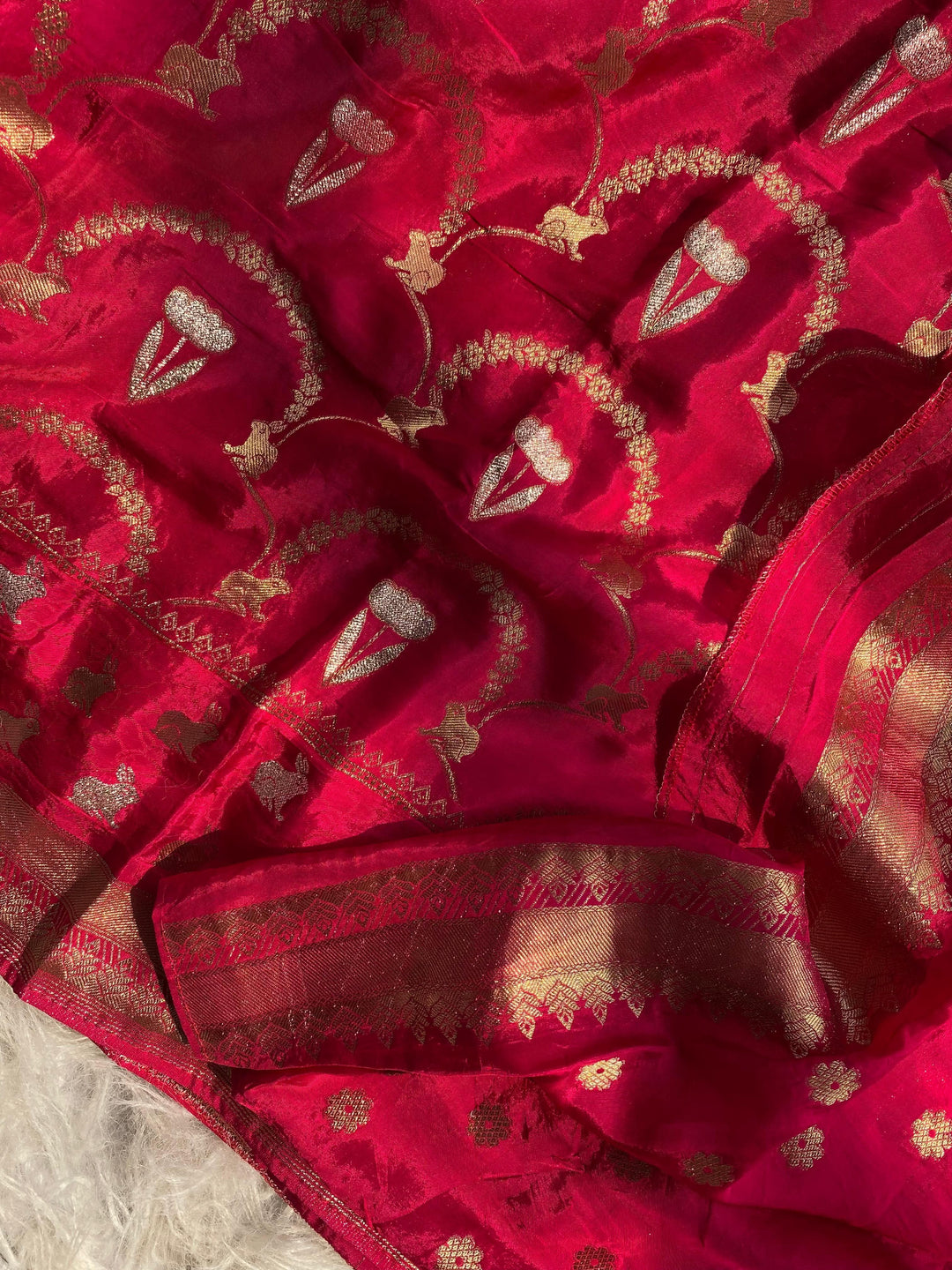 A Single Spark Mushru Satin Silk Saree