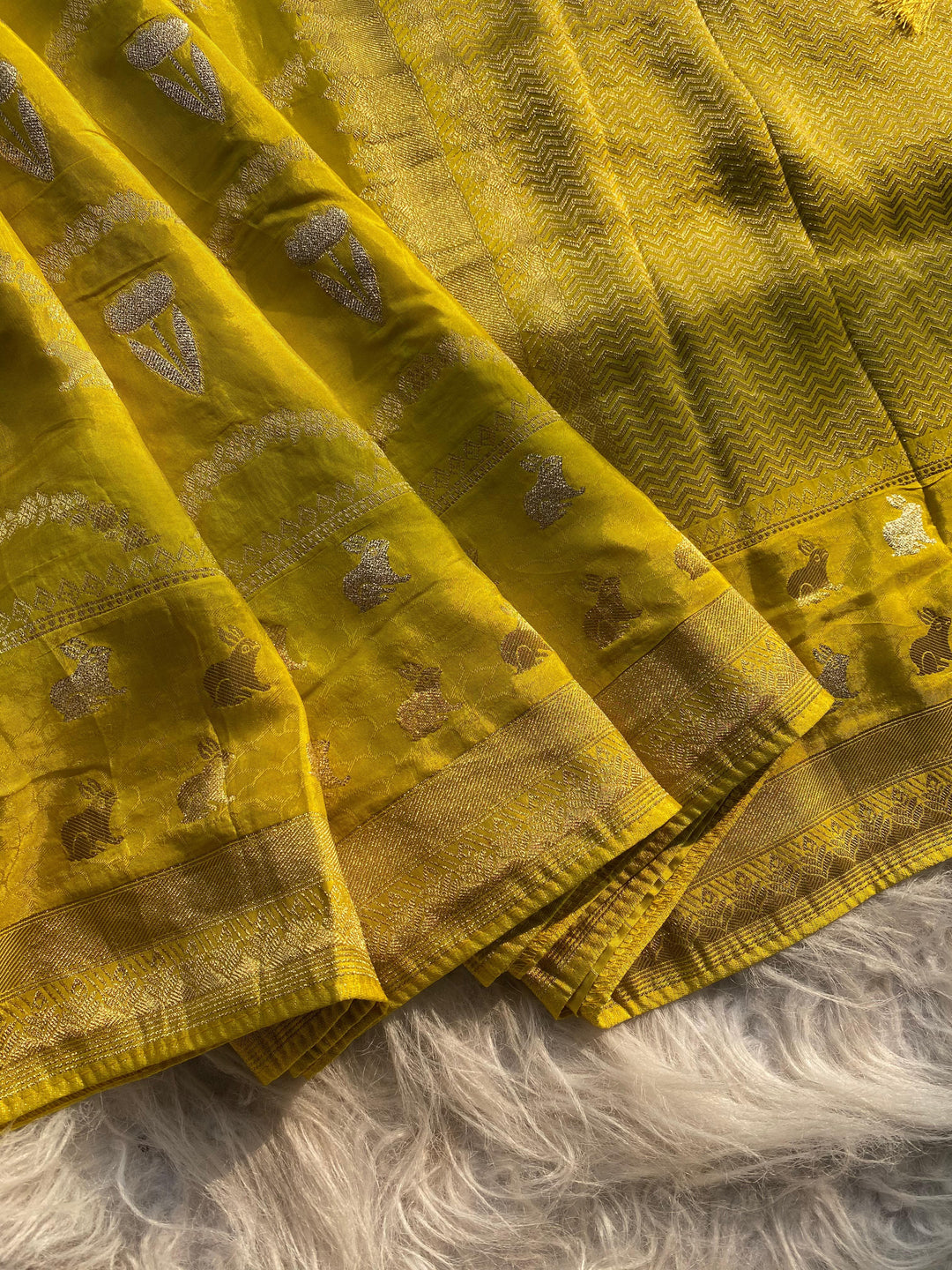 A Single Spark Mushru Satin Silk Saree