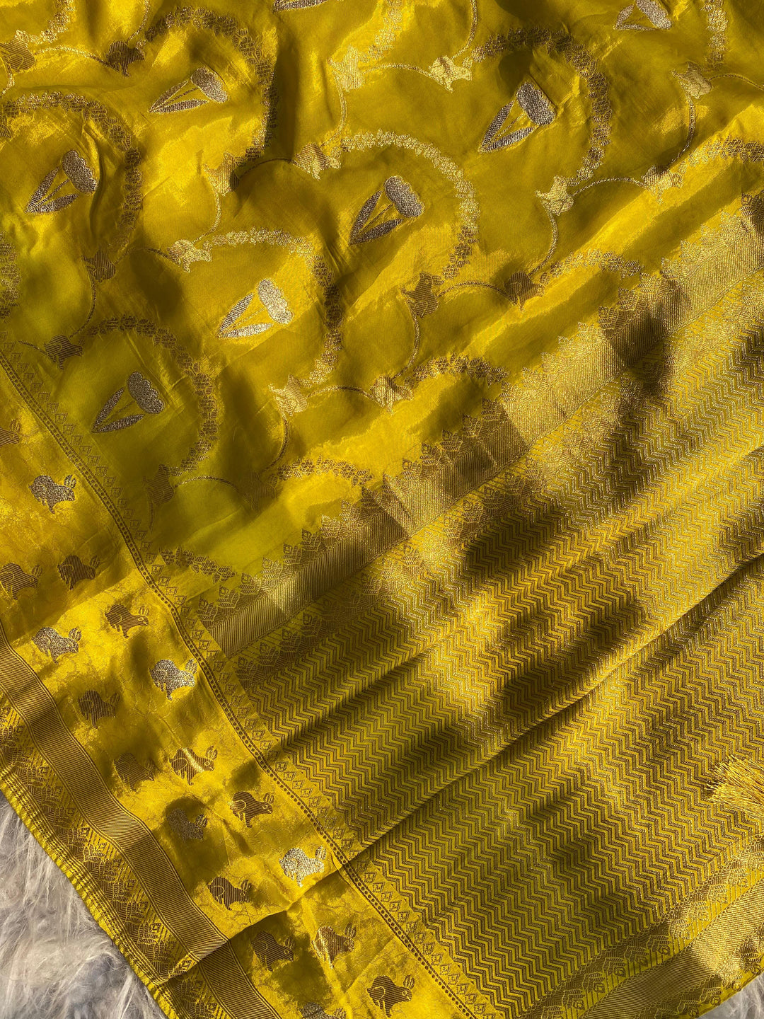 A Single Spark Mushru Satin Silk Saree