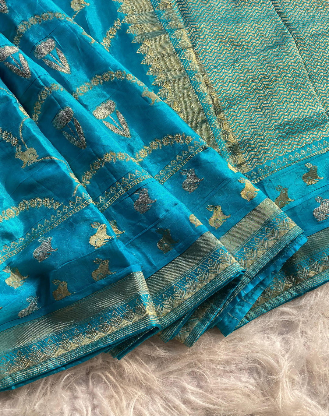 A Single Spark Mushru Satin Silk Saree