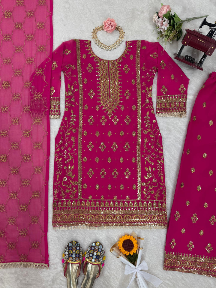 The Seasons Of Life Georgette Silk Kurti Set