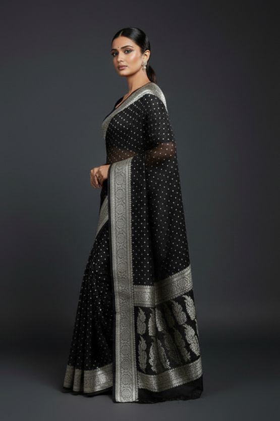 Cheers To The Banarasi Semi Katan Georgette Silk Saree