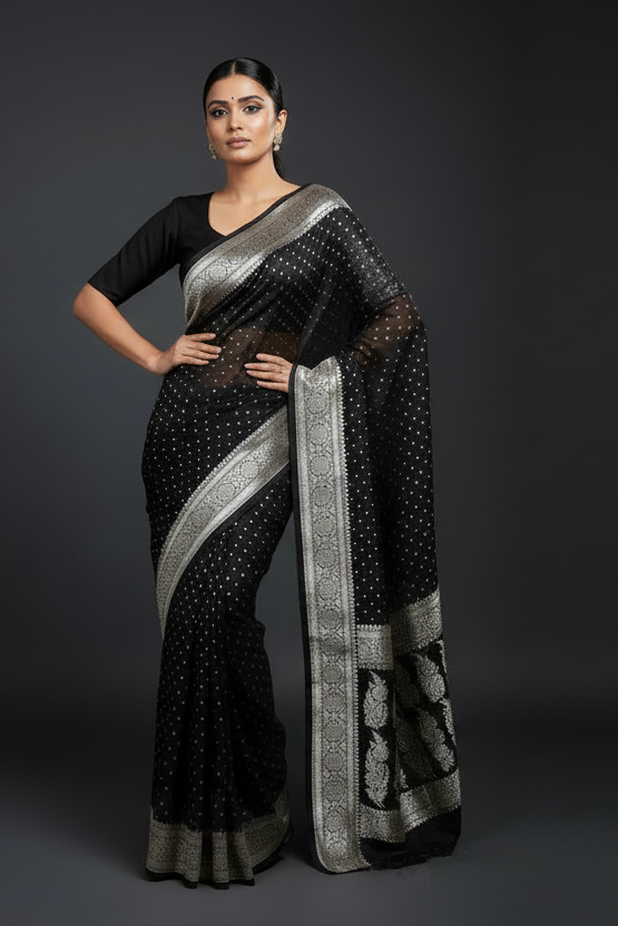 Cheers To The Banarasi Semi Katan Georgette Silk Saree