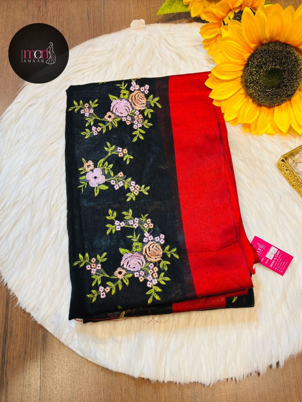 Embroidered Charm (Linen Embroidery Saree)