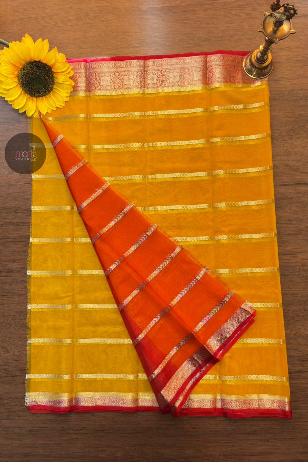 Suncrest Yellow Banarasi organza Saree