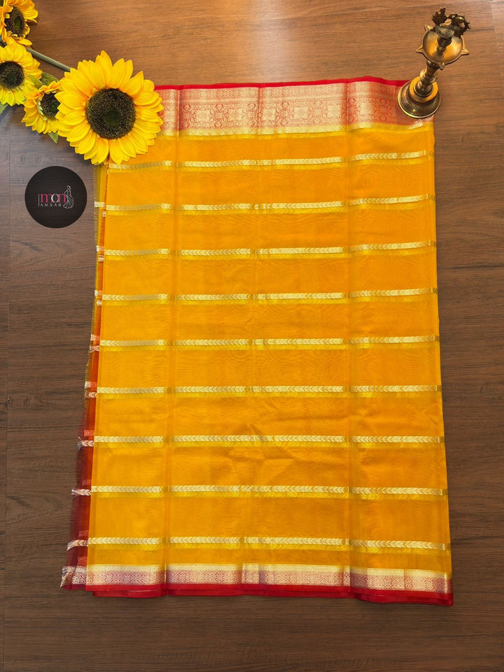 Suncrest Yellow Banarasi organza Saree