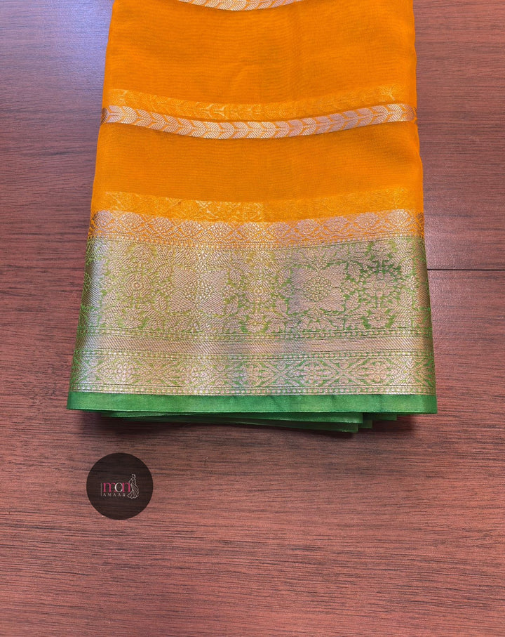 Sunflower Meadow Banarasi Organza Saree