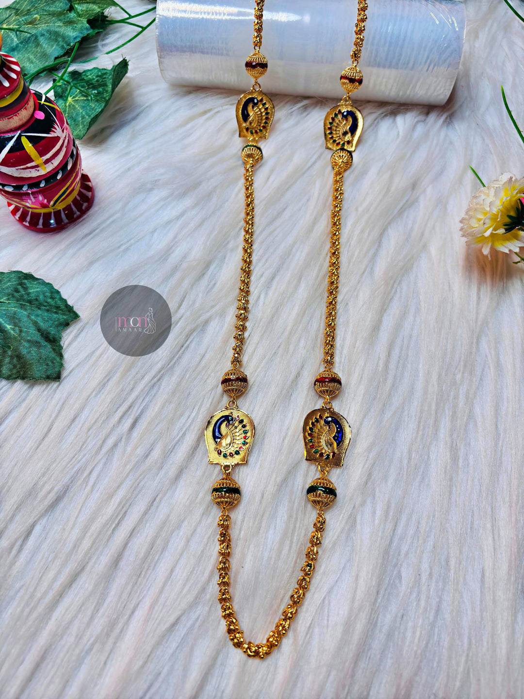 Radiant Touch-Peacock Gold Plated Long Chain