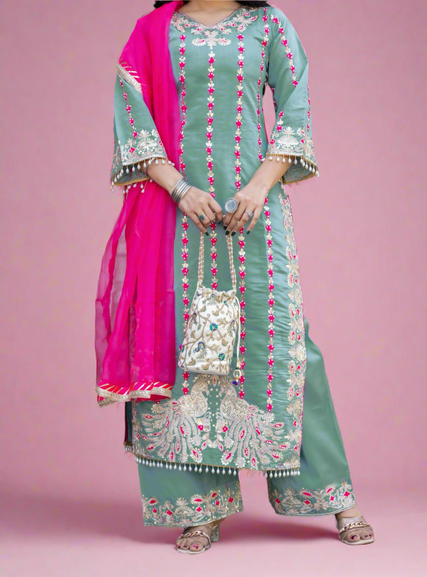 Moonrise Realm Silk Kurti Set