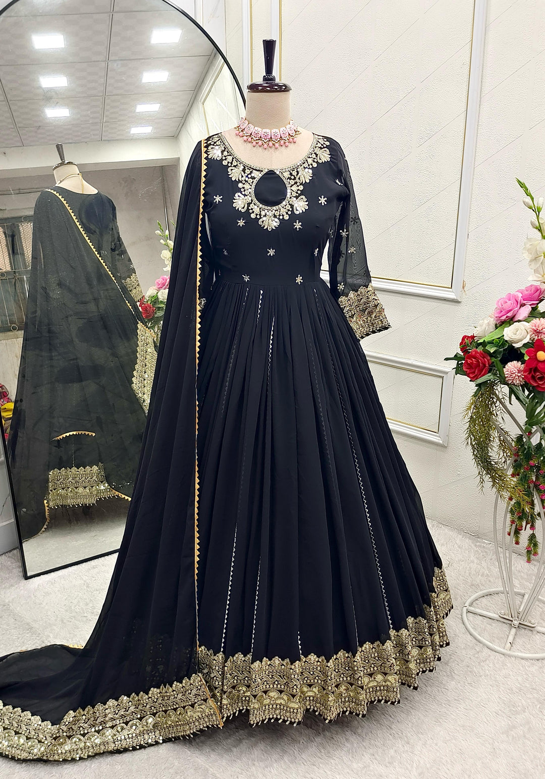 Ravishing In Black  Georgette Gown