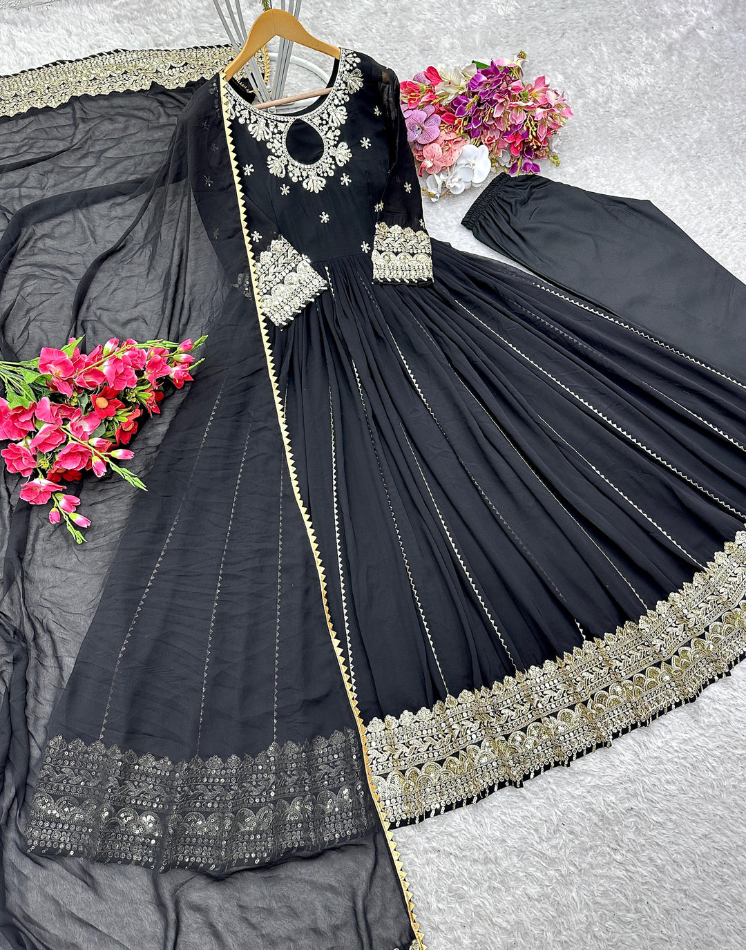 Ravishing In Black  Georgette Gown