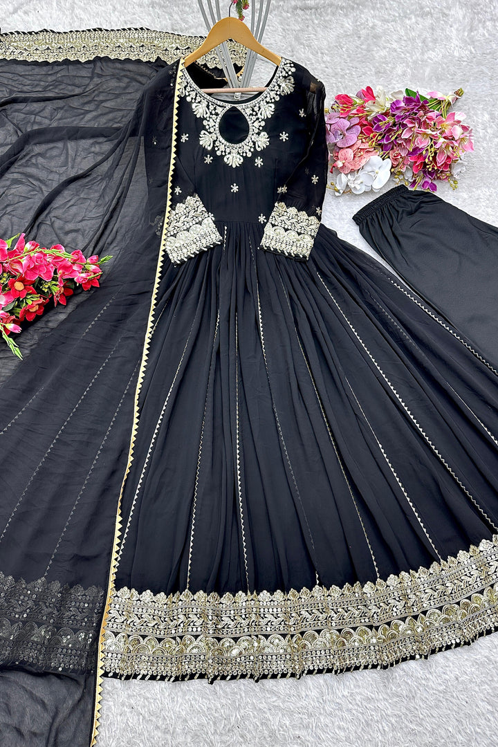 Ravishing In Black  Georgette Gown