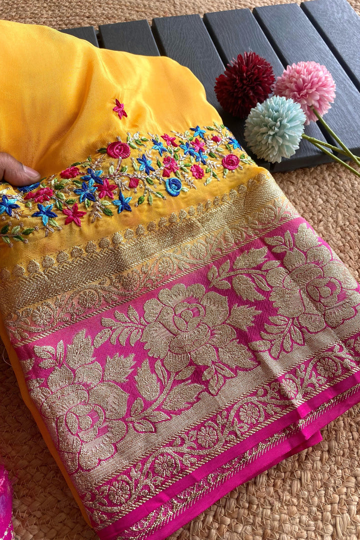 Hello Yellow Designer  Silk Saree