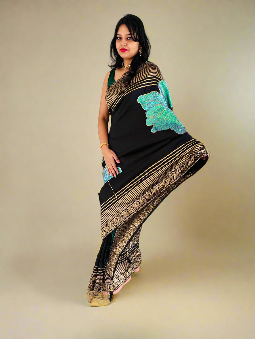 Brush Of Bloom Banarasi Muga Silk Saree