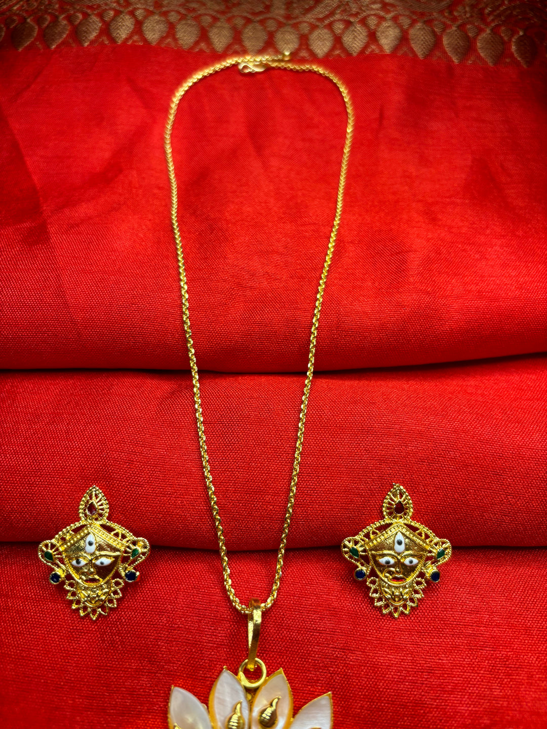 Durga Puja Special Gold Plated Jewellery(Sea Shell Design)