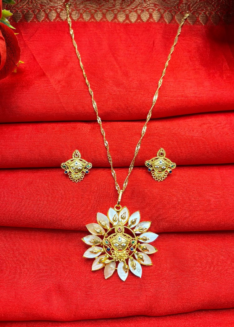 Durga Puja Special Gold Plated Jewellery(Sea Shell Design)