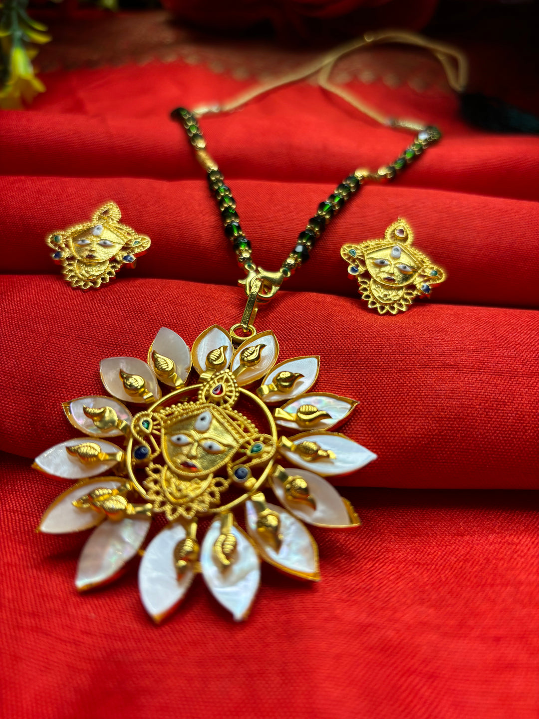 Durga Puja Special Gold Plated Jewellery(Sea Shell Design)