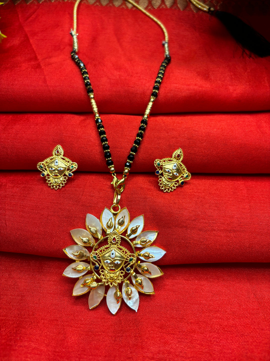 Durga Puja Special Gold Plated Jewellery(Sea Shell Design)