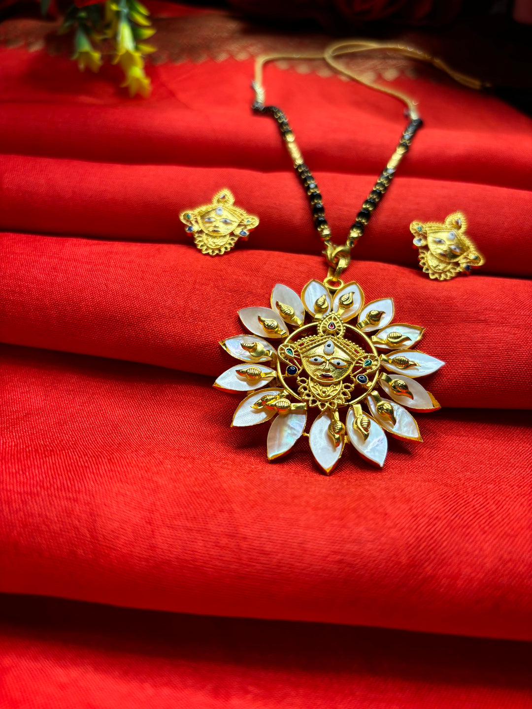 Durga Puja Special Gold Plated Jewellery(Sea Shell Design)