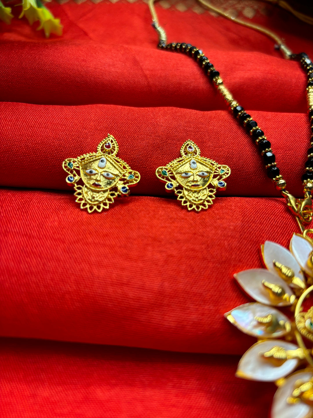 Durga Puja Special Gold Plated Jewellery(Sea Shell Design)