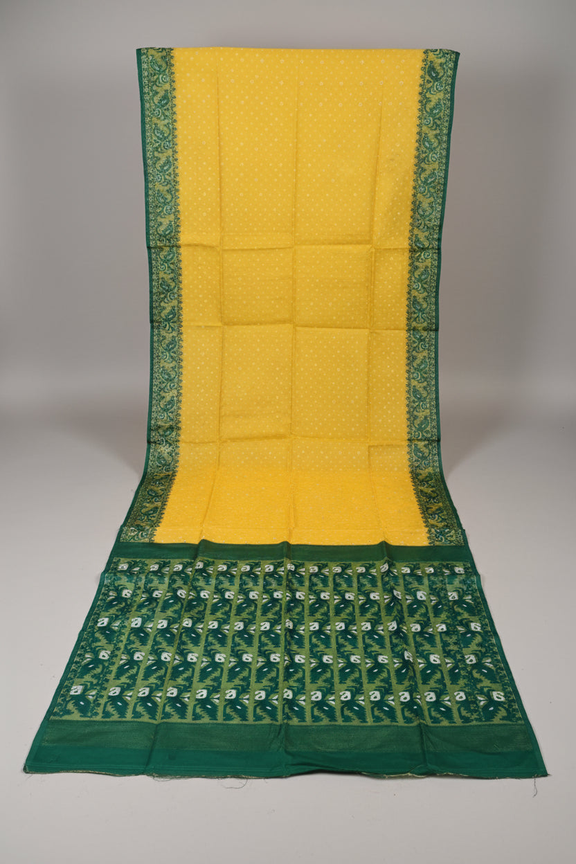 My Favorite Yellow Cotton Jamdani Saree
