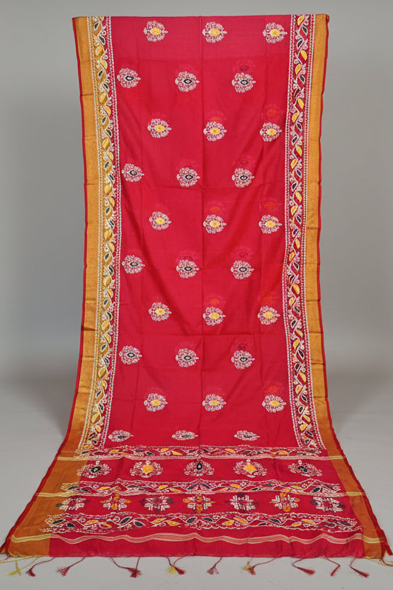 Tulir Tan Cotton Silk Saree
