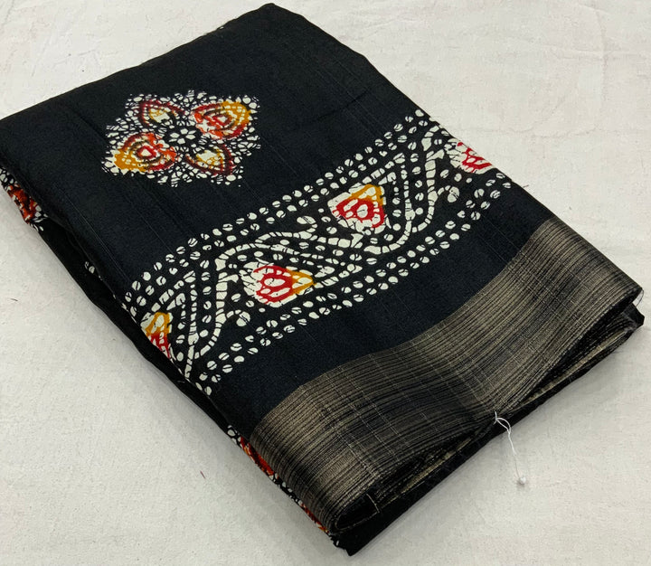 Rooting For Batik-Silk Saree(Black)