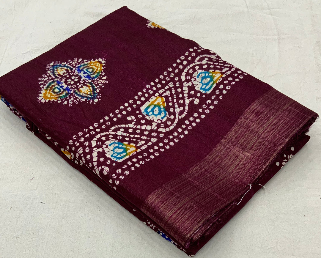 Rooting For Batik - Silk Saree(Dark Maroon)