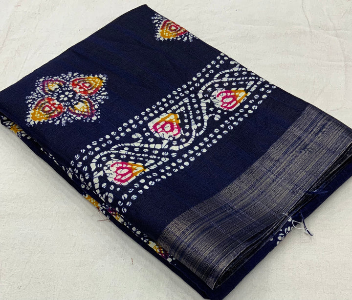 Rooting For Batik - Silk Saree(Blue)