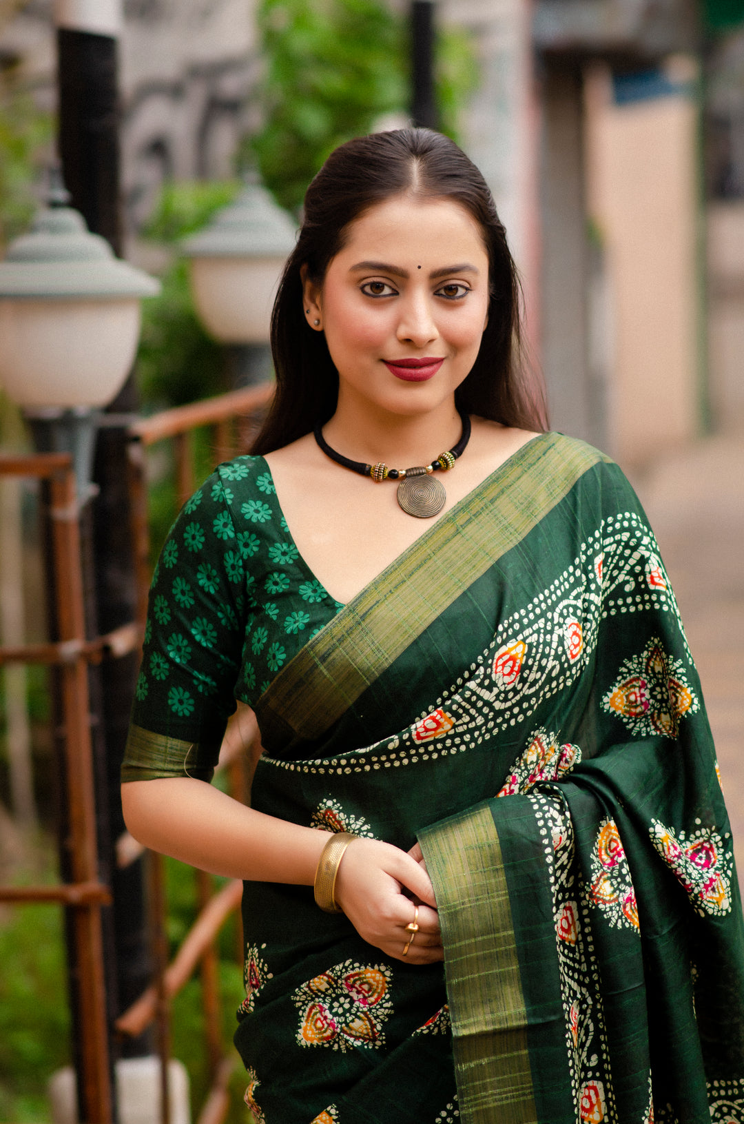 Rooting For Batik - Silk Saree(Green)