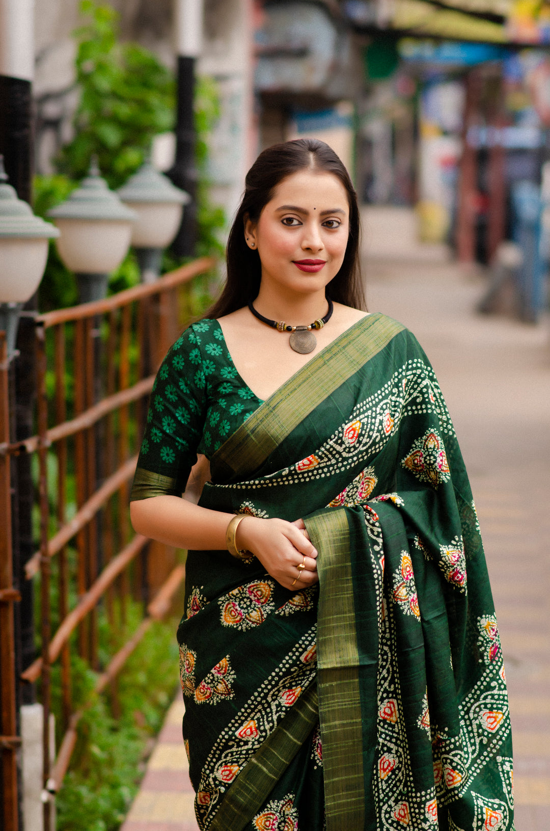 Rooting For Batik - Silk Saree(Green)